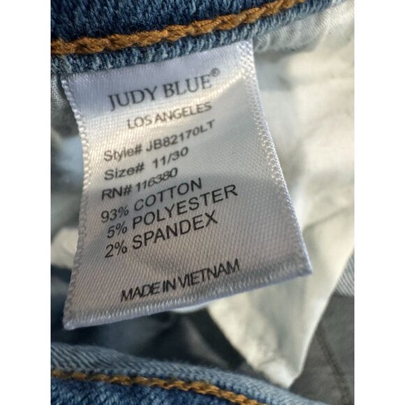Judy Blue Distressed High Rise Boyfriend Fit Jeans Womens Size 11/30 Blue |K1 - Picture 4 of 8